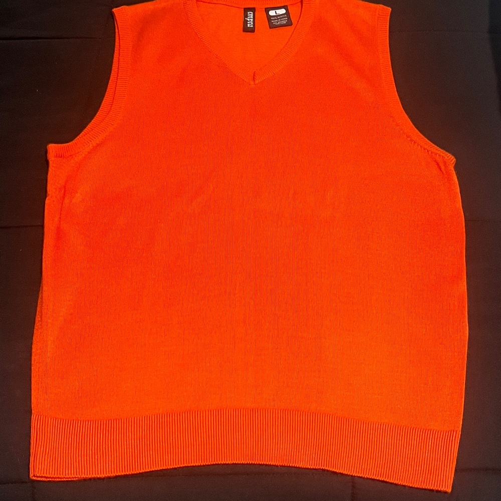 H&M Bright Orange V-Neck Sweater Vest